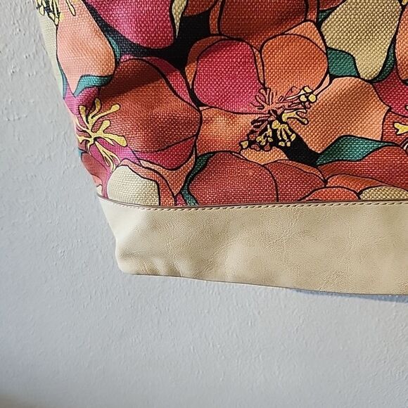 Relic Floral Canvas Floral Tote Bag Purse Zip Top Summer Hadley Fossil - Picture 9 of 13
